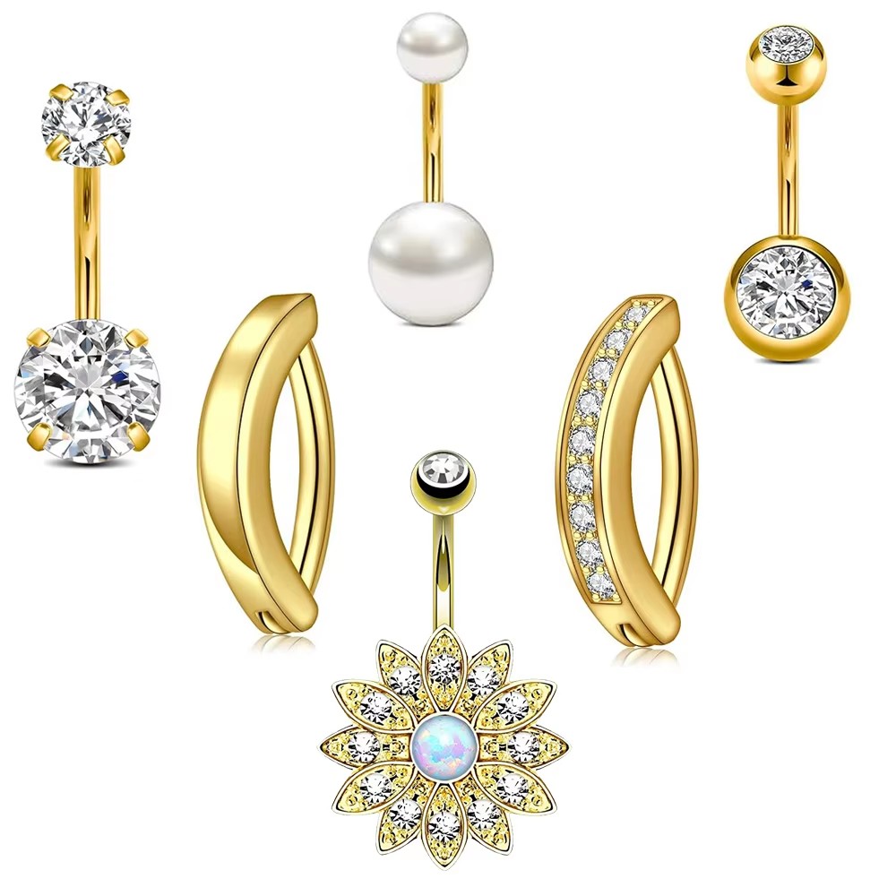 Curved Spring Bar - 6pcs/lot Reversed Bar Fake Pearl Belly