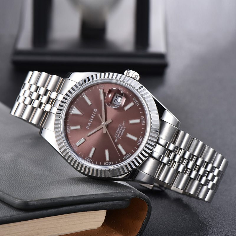 Fashion Parnis 39.5mm Brown Di - огляд і ціна Rolex Watch Datejust