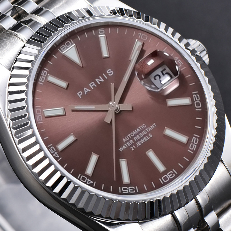 Fashion Parnis 39.5mm Brown Di - огляд і ціна Rolex Watch Datejust